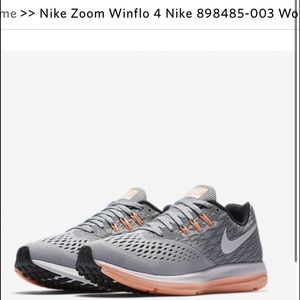 Gray & Peach Nike Zoom Winflo 4 Running Shoes